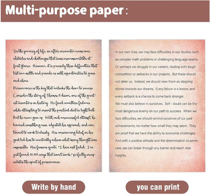 60 Sheets Retro Pink Stationery Paper, Pink Letter Paper Cute Writing Paper, Pink Copy Paper Pastel Colored Paper Computer Printer Paper