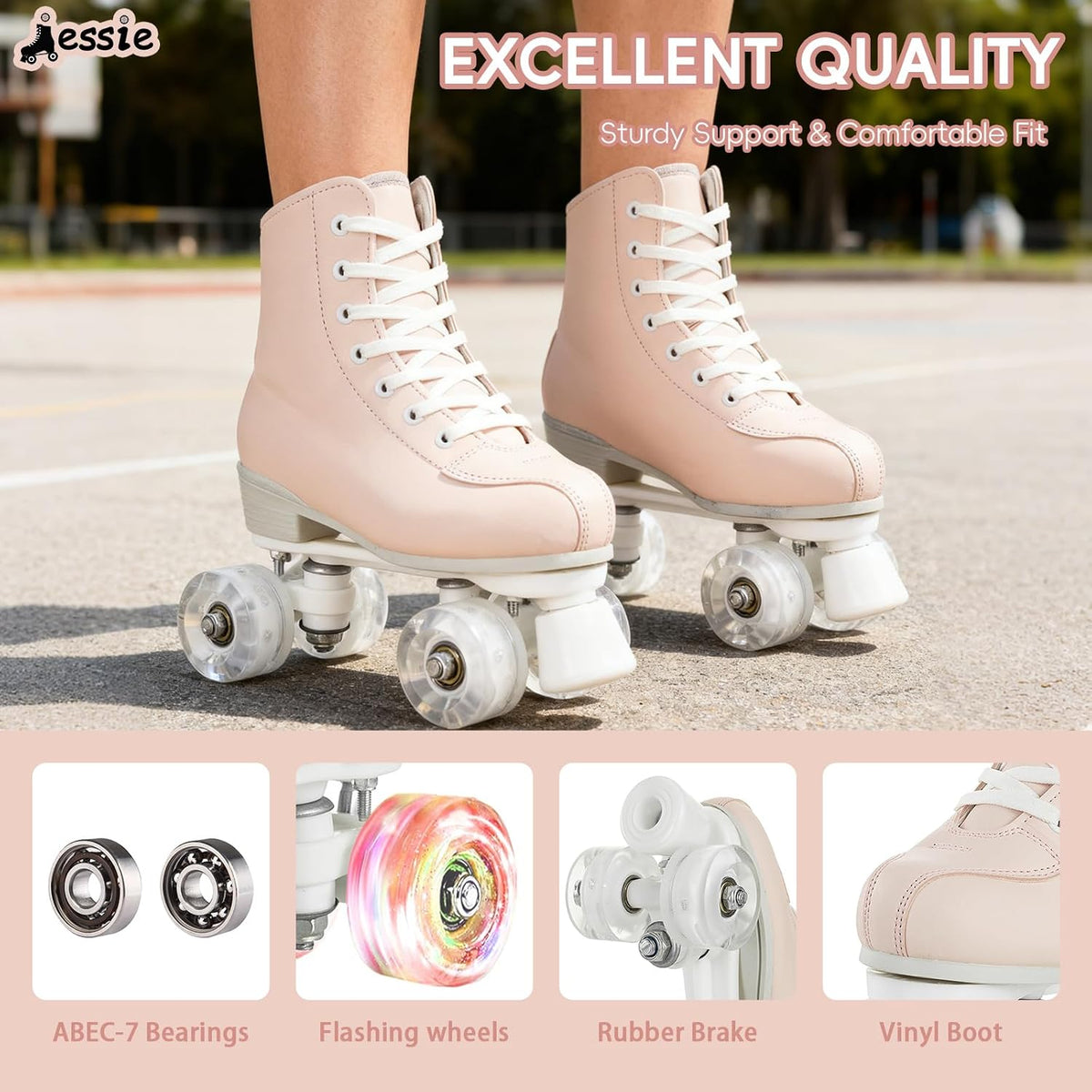 Women's & Men's Zebra Printed High-Top Roller-Skates, Four-Wheel Shiny Roller-Skates for Adult Youth Outdoor, with Shoes Bag