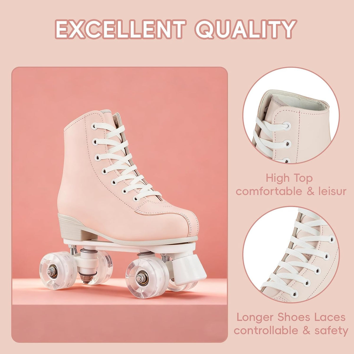 Women's & Men's Zebra Printed High-Top Roller-Skates, Four-Wheel Shiny Roller-Skates for Adult Youth Outdoor, with Shoes Bag