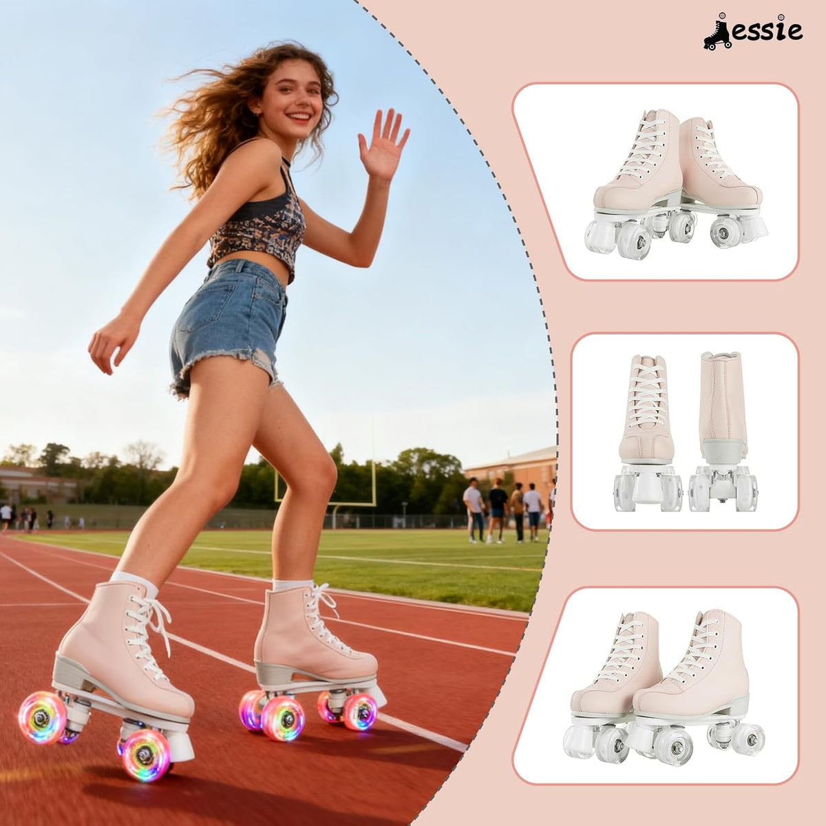 Women's & Men's Zebra Printed High-Top Roller-Skates, Four-Wheel Shiny Roller-Skates for Adult Youth Outdoor, with Shoes Bag
