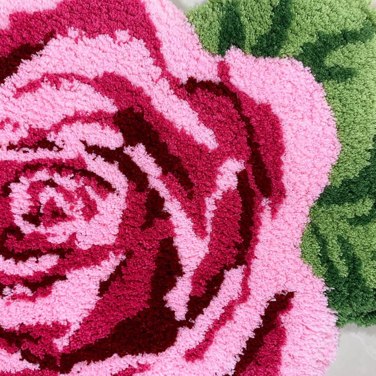 Rose Toilet Rug Pink 23.6"X27.5" Shaggy U Shaped Bathroom Rug,Water Absorbent Accent Mat for Bathroom Vanity, Washable Christmas Carpet Decor Bathtub/Shower