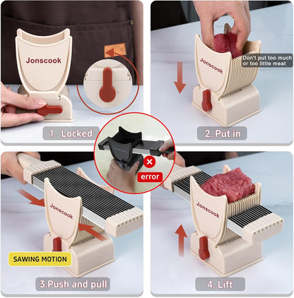 Fresh Meat Slicer, Manual Fresh Meat Cutter, Meal Prep, 2mm or 4mm