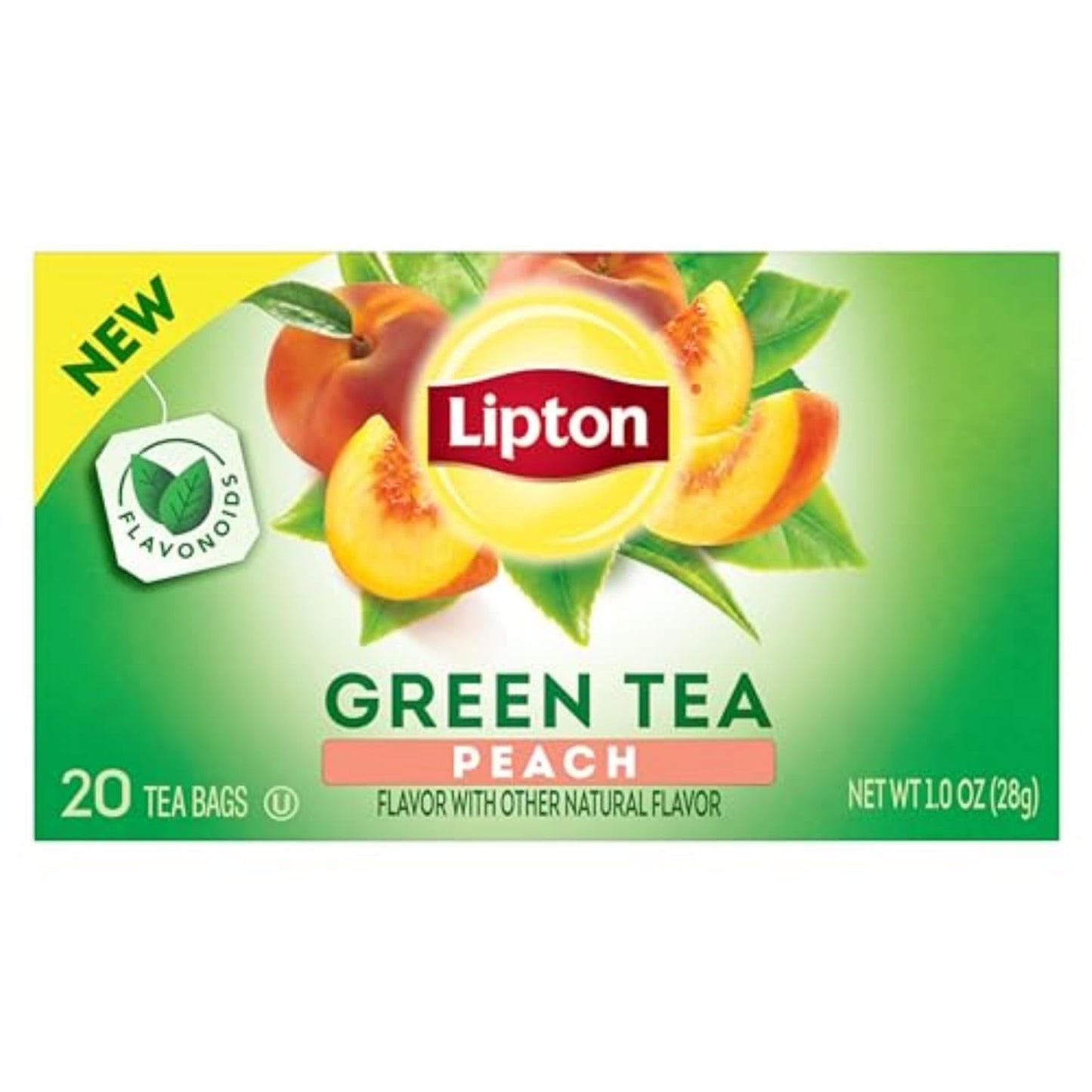 Peach Green Tea 6-Pack Flavored Tea Bags with Caffeine and Flavonoids, 120 Count Unsweetened Hot or Iced Tea Bags for Tea Lovers, Rainforest Alliance Certified