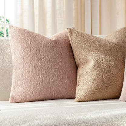 Cozy Textured Boucle Lumbar Throw Pillow Covers 12x20 Light Pink