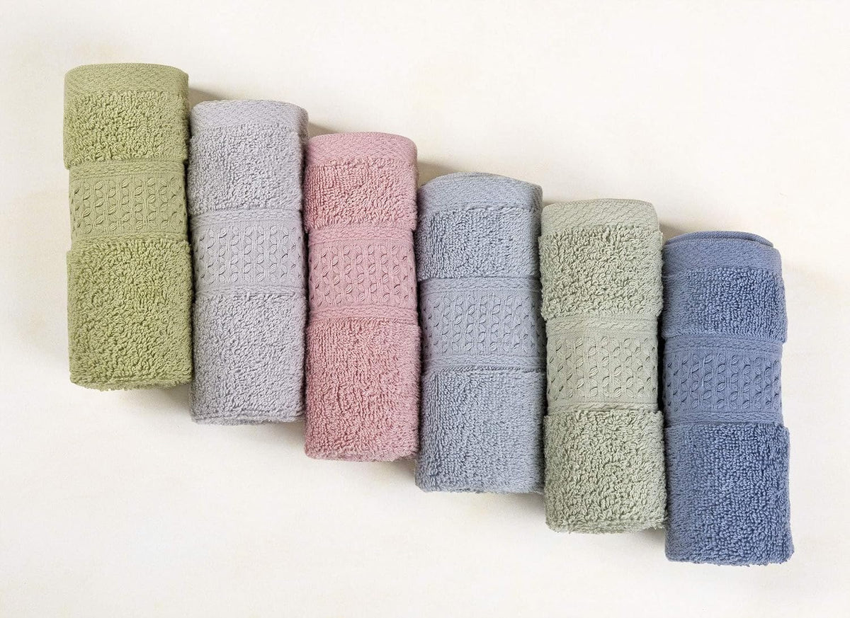 Pure Cotton Wash Cloths Face Cloths, 6 Colors, 13 x 13 Inches