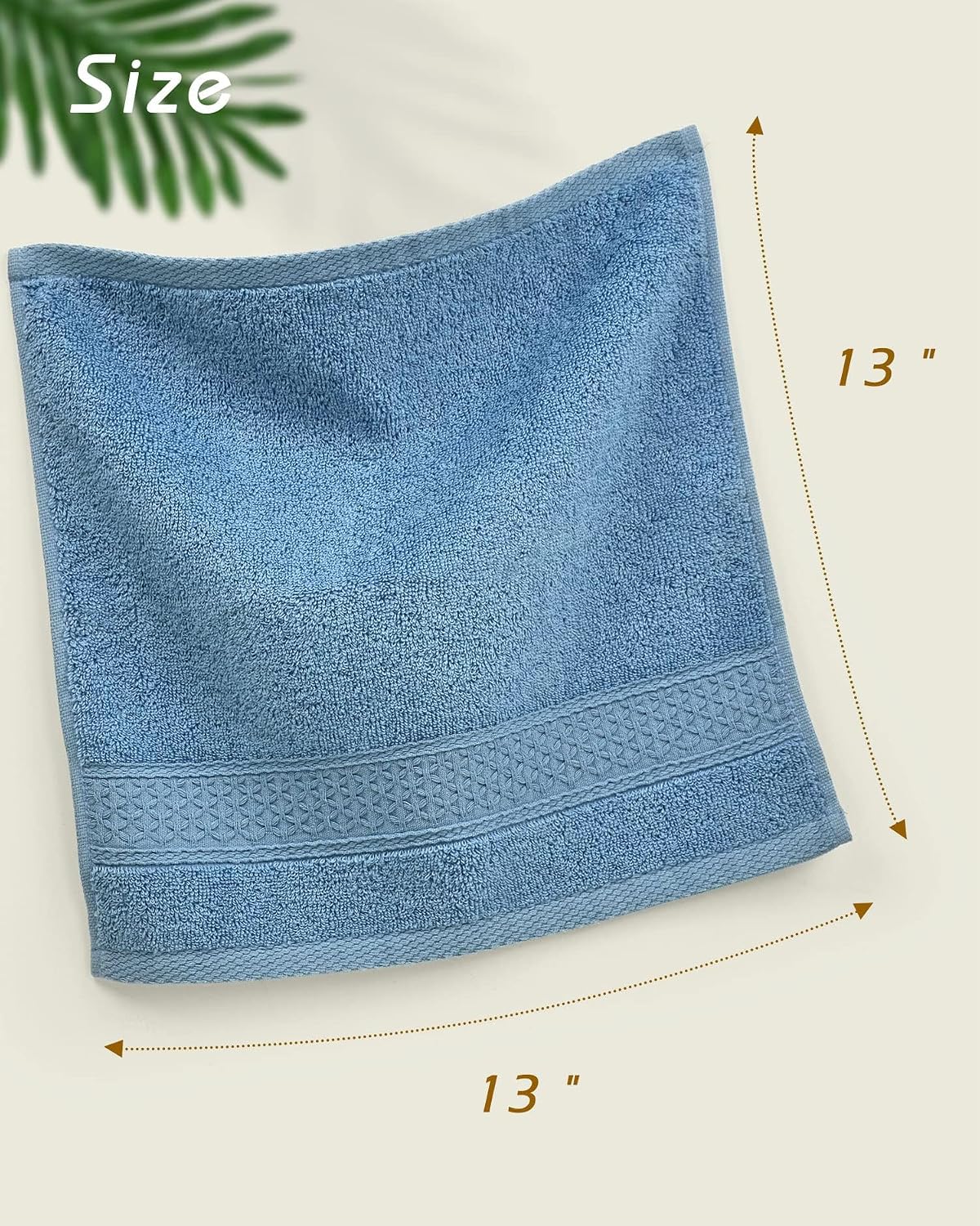 Pure Cotton Wash Cloths Face Cloths, 6 Colors, 13 x 13 Inches