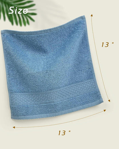 Pure Cotton Wash Cloths Face Cloths, 6 Colors, 13 x 13 Inches