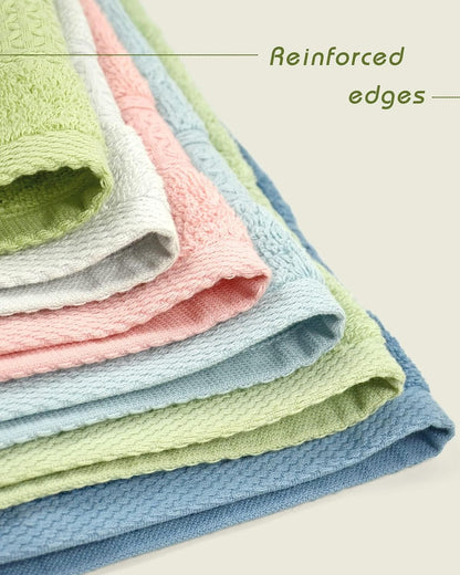 Pure Cotton Wash Cloths Face Cloths, 6 Colors, 13 x 13 Inches