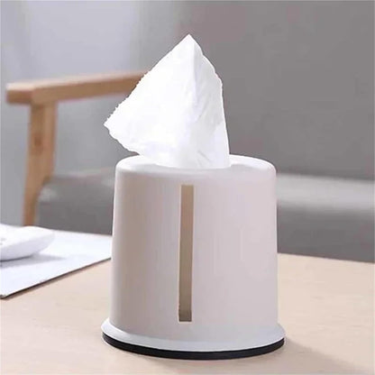 1Pcs Household Solid Color Tissue Box Round Pumping Cylinder Multifunctional Toilet Roll Paper Storage for Bathroom(Pink)