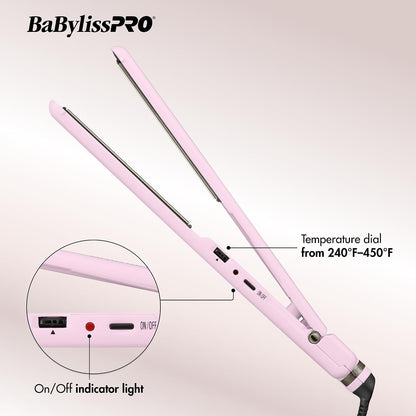 BabylissPRO Nano Titanium Ultra-Thin Hair Straightener, Professional Flat Iron, 5-Inch Extended Plates for Faster Straightening, for All Hair Types