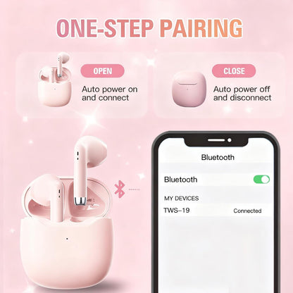 True Wireless Earbuds Bluetooth 5.3 with Microphone for Working Out Noise Canceling Blue Tooth Ear Buds Deep Bass TWS Wireless Earphones with Charging Case in Ear Headphone for iPhone Android