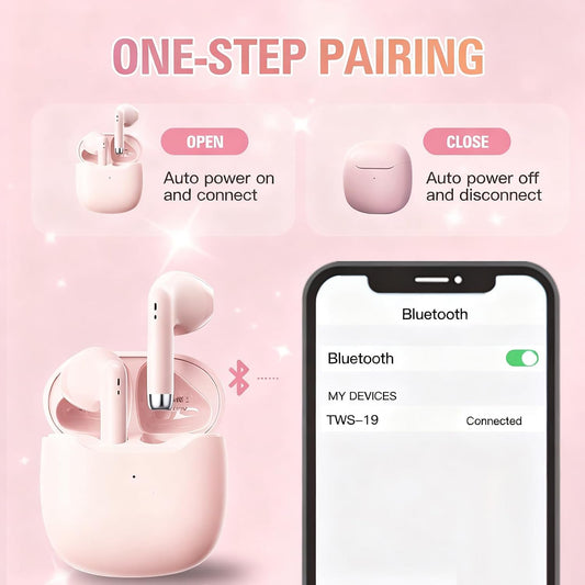 True Wireless Earbuds Bluetooth 5.3 with Microphone for Working Out Noise Canceling Blue Tooth Ear Buds Deep Bass TWS Wireless Earphones with Charging Case in Ear Headphone for iPhone Android