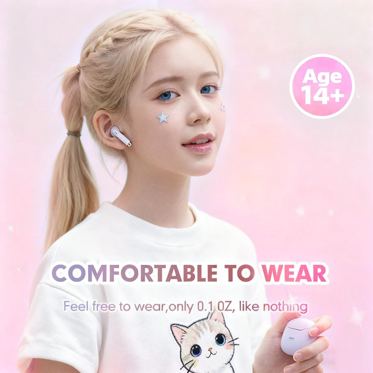 True Wireless Earbuds Bluetooth 5.3 with Microphone for Working Out Noise Canceling Blue Tooth Ear Buds Deep Bass TWS Wireless Earphones with Charging Case in Ear Headphone for iPhone Android