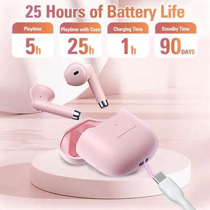 True Wireless Earbuds Bluetooth 5.3 with Microphone for Working Out Noise Canceling Blue Tooth Ear Buds Deep Bass TWS Wireless Earphones with Charging Case in Ear Headphone for iPhone Android