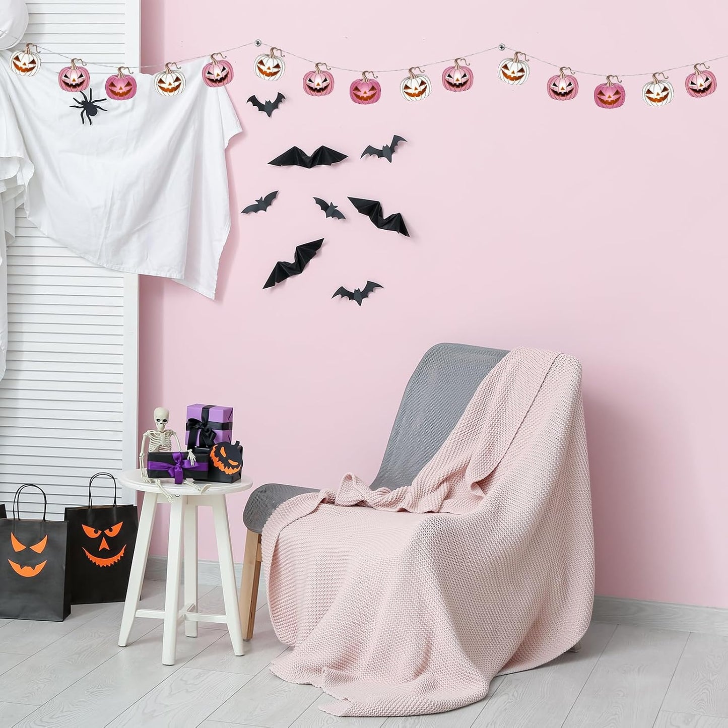 20 Halloween Pink Pumpkin LED String Lights Battery Operated
