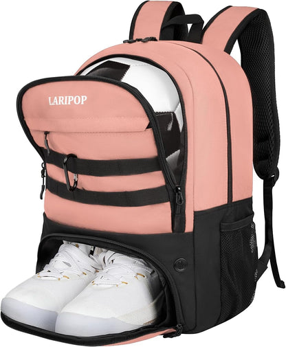 Soccer Backpack with Ball Holder & Shoe Compartment Large Capacity Sports Bag for Training
