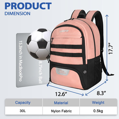 Soccer Backpack with Ball Holder & Shoe Compartment Large Capacity Sports Bag for Training