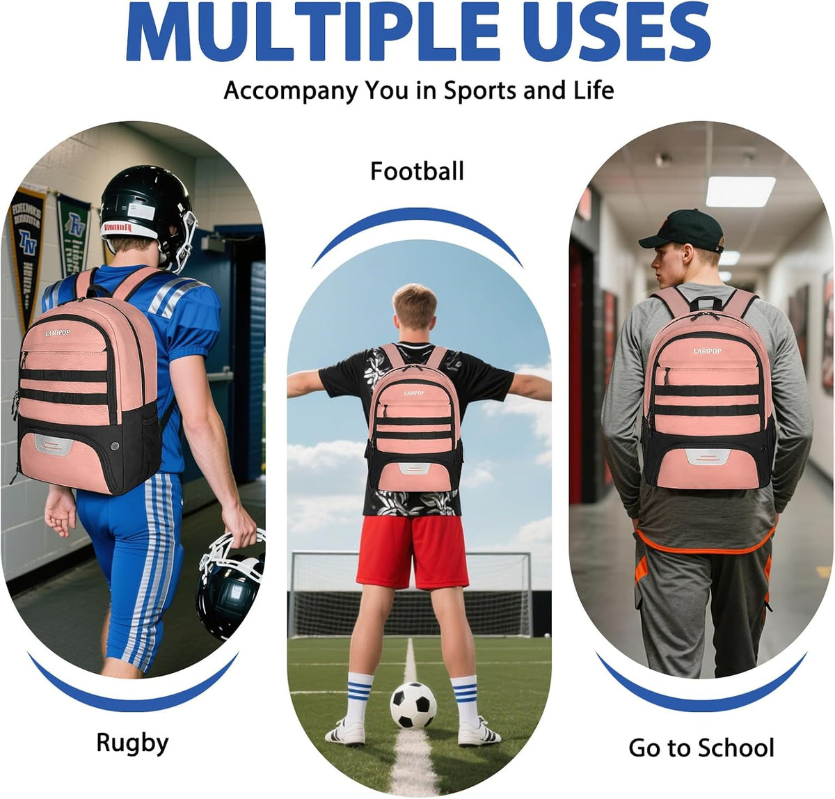 Soccer Backpack with Ball Holder & Shoe Compartment Large Capacity Sports Bag for Training