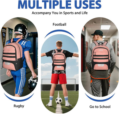 Soccer Backpack with Ball Holder & Shoe Compartment Large Capacity Sports Bag for Training