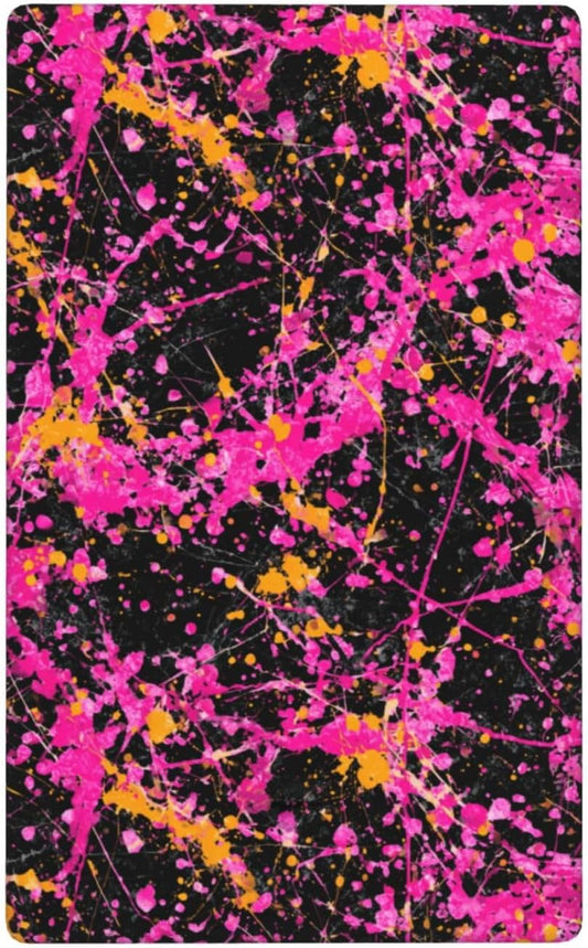 Neon Pink Abstract Paint Splatter Single Toggle Blank Wall Plate Light Switch Cover Decorative 1 Gang For Kitchen Room Bathroom Size 4.5" X 2.75"