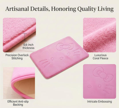 Pink Cartoon Non Slip Memory Foam Bath Mat 15.75 x 23.62 Inch