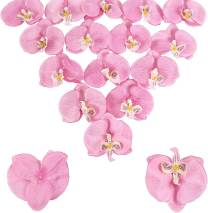 Pink Flowers Orchid Heads 15PCS Artificial Orchids 3.35” Fake Flower Heads for Craft for Bridal Shower Home Party Wedding Cake Decoration (Pink)