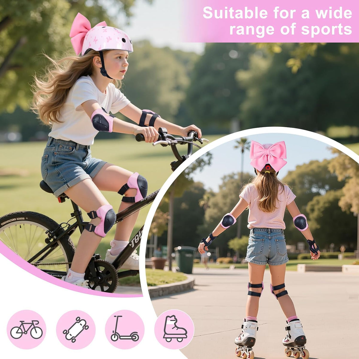 Helmet for Kids 3-8-14 with Knee and Elbow Pads Set