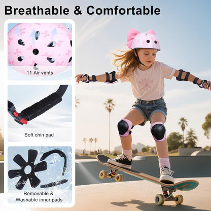 Helmet for Kids 3-8-14 with Knee and Elbow Pads Set