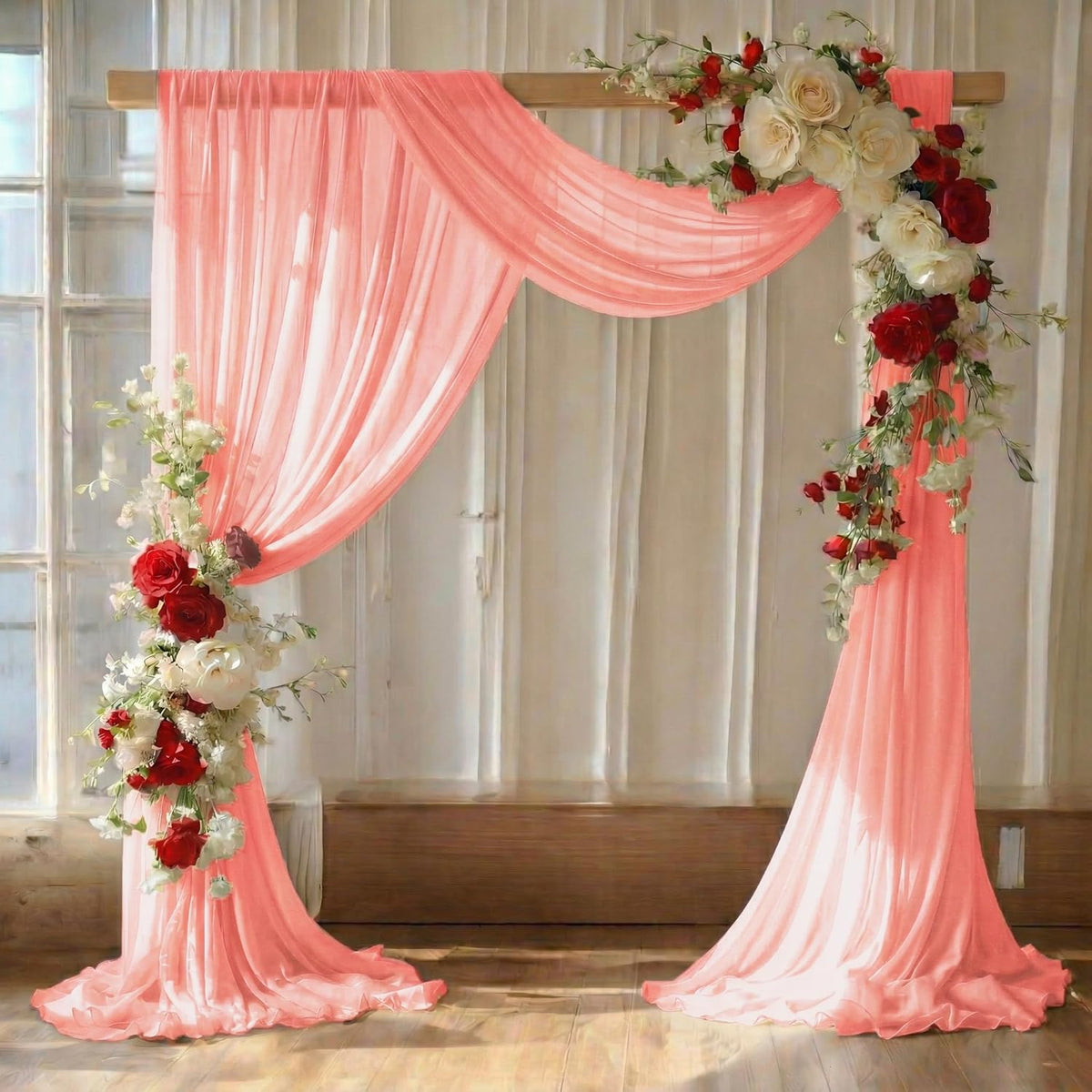 Pack of 1 Wedding Arch Drape Panel Fabric 30" x 20ft - Peach