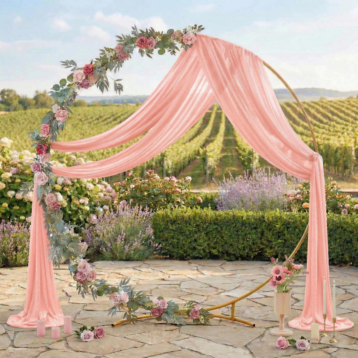 Pack of 1 Wedding Arch Drape Panel Fabric 30" x 20ft - Peach