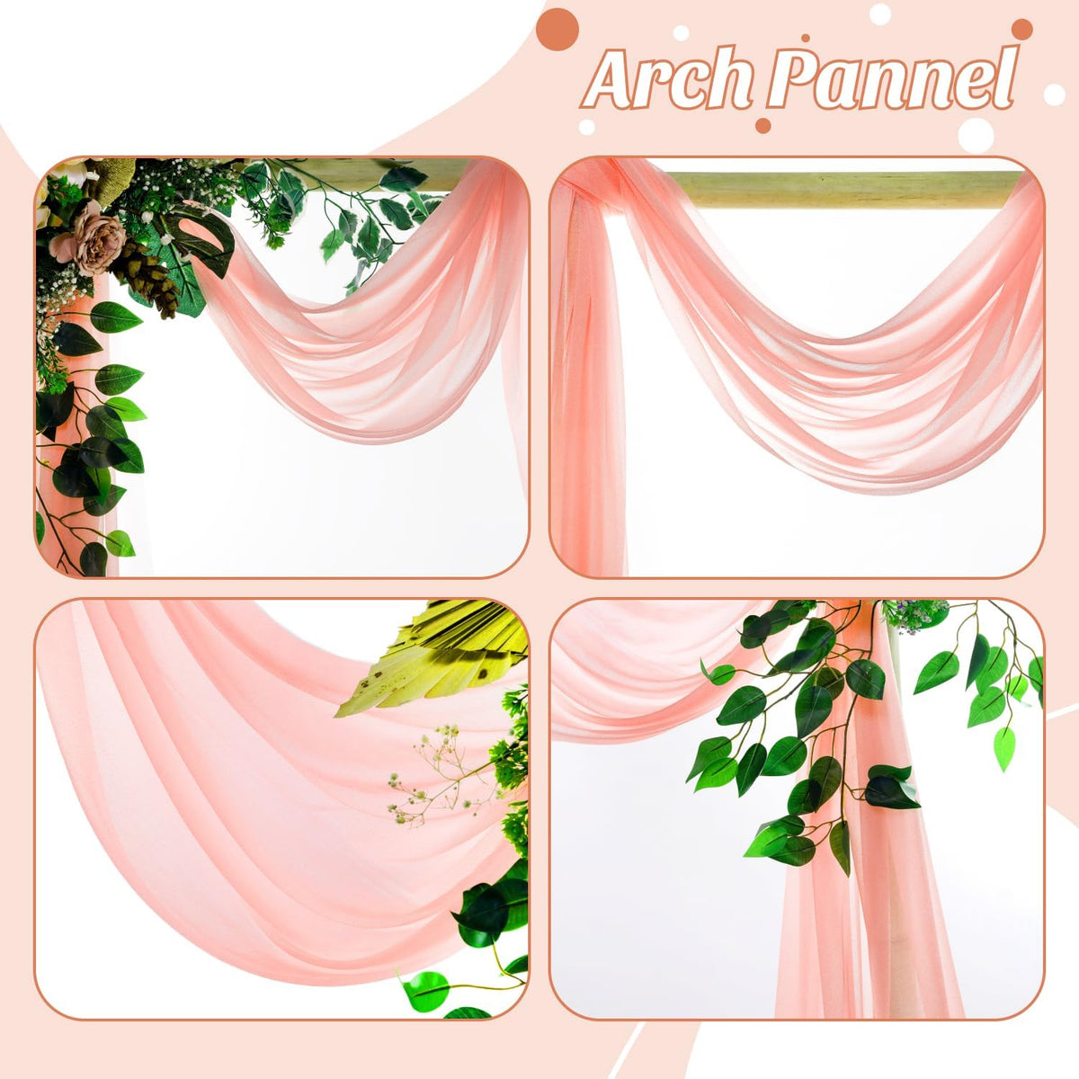 Pack of 1 Wedding Arch Drape Panel Fabric 30" x 20ft - Peach