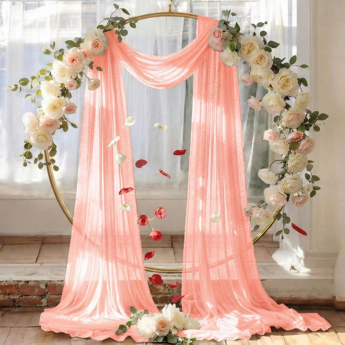 Pack of 1 Wedding Arch Drape Panel Fabric 30" x 20ft - Peach