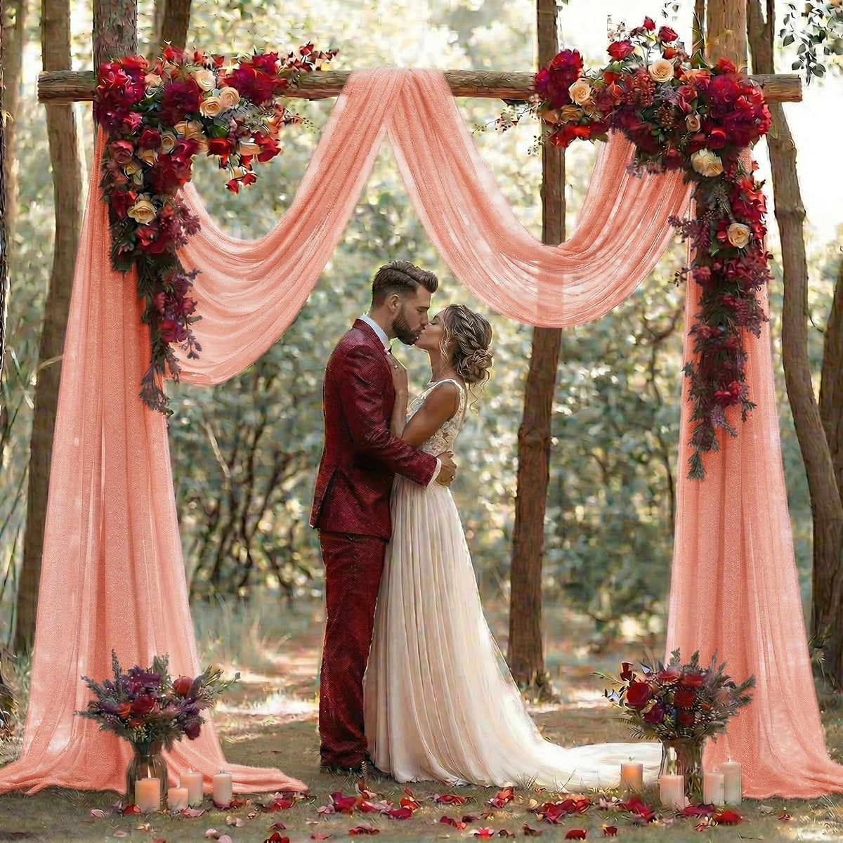 Pack of 1 Wedding Arch Drape Panel Fabric 30" x 20ft - Peach