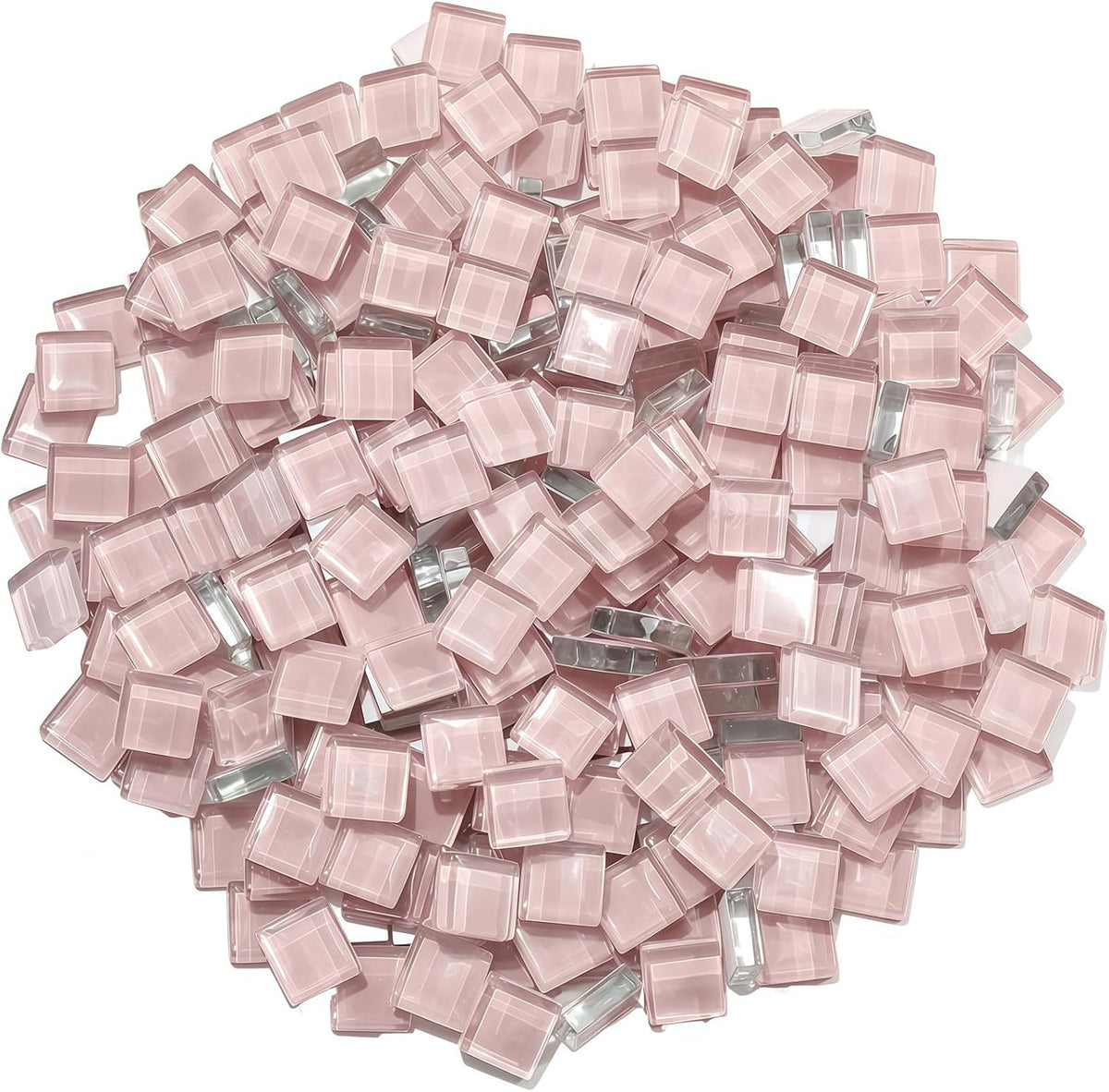 200g/240pcs Colored Glass Mosaic Tiles, DIY Making Creative Glass Mosaic Tiles for DIY Crafts Plate Flower Pot Vase Cup Mosaic Making Supplies - Pink