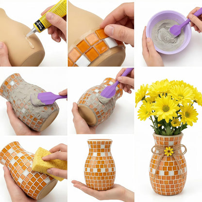 200g/240pcs Colored Glass Mosaic Tiles, DIY Making Creative Glass Mosaic Tiles for DIY Crafts Plate Flower Pot Vase Cup Mosaic Making Supplies - Pink