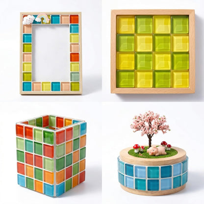 200g/240pcs Colored Glass Mosaic Tiles, DIY Making Creative Glass Mosaic Tiles for DIY Crafts Plate Flower Pot Vase Cup Mosaic Making Supplies - Pink