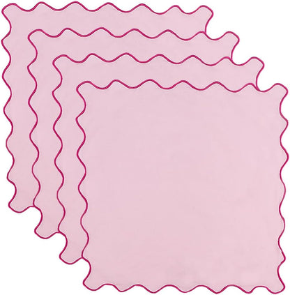 Dinner Napkins, Cotton Linen Blend Napkins Set of 4 Perfect for Parties Dinners Weddings Cocktail Christmas Cloth Napkins Washable & Reusable 18x18 (Pink, 18" x 18", 4PCS)