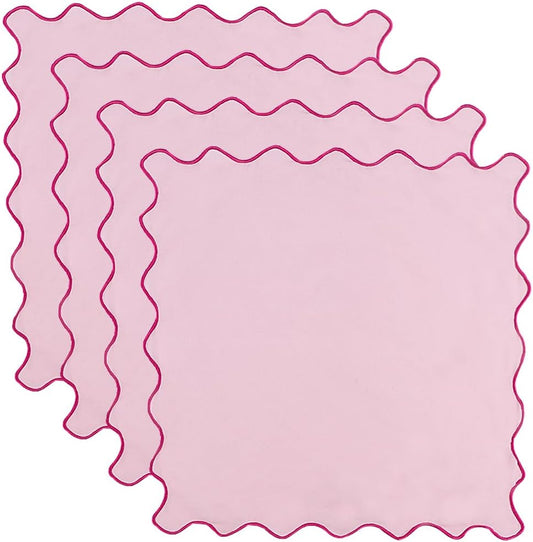 Dinner Napkins, Cotton Linen Blend Napkins Set of 4 Perfect for Parties Dinners Weddings Cocktail Christmas Cloth Napkins Washable & Reusable 18x18 (Pink, 18" x 18", 4PCS)