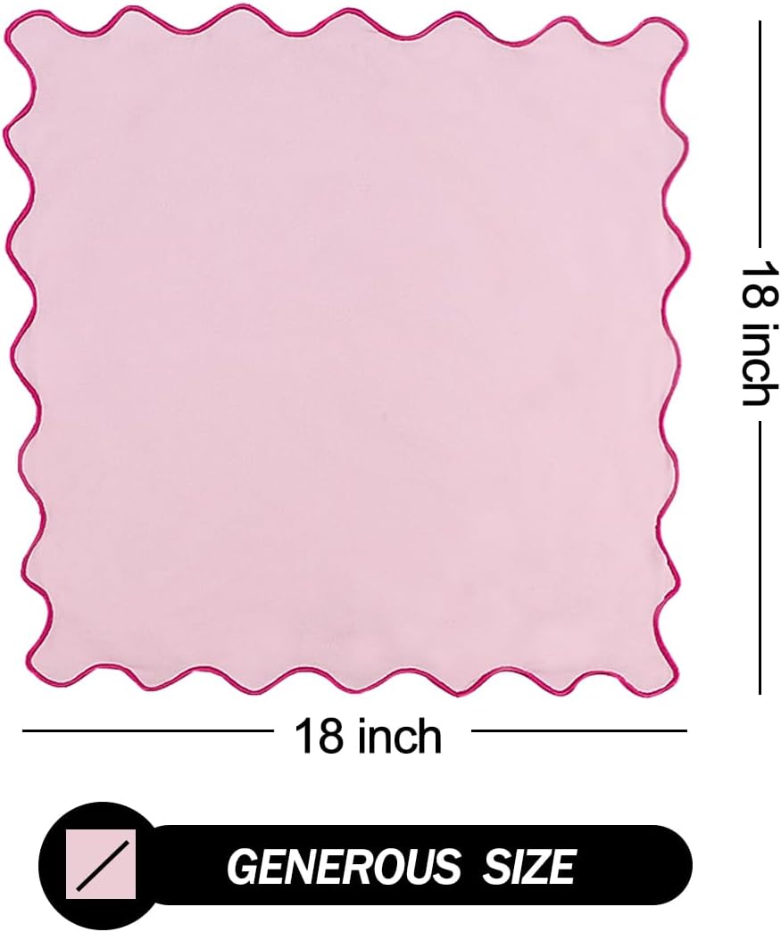 Dinner Napkins, Cotton Linen Blend Napkins Set of 4 Perfect for Parties Dinners Weddings Cocktail Christmas Cloth Napkins Washable & Reusable 18x18 (Pink, 18" x 18", 4PCS)