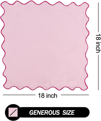 Dinner Napkins, Cotton Linen Blend Napkins Set of 4 Perfect for Parties Dinners Weddings Cocktail Christmas Cloth Napkins Washable & Reusable 18x18 (Pink, 18" x 18", 4PCS)