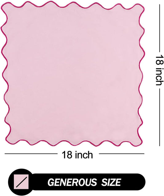 Dinner Napkins, Cotton Linen Blend Napkins Set of 4 Perfect for Parties Dinners Weddings Cocktail Christmas Cloth Napkins Washable & Reusable 18x18 (Pink, 18" x 18", 4PCS)