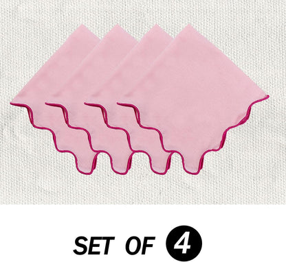 Dinner Napkins, Cotton Linen Blend Napkins Set of 4 Perfect for Parties Dinners Weddings Cocktail Christmas Cloth Napkins Washable & Reusable 18x18 (Pink, 18" x 18", 4PCS)