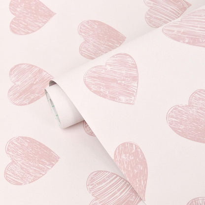 Fititem Pink Peel and Stick Wallpaper Kids Hearts Wall Sticker 17.3”×78.7”