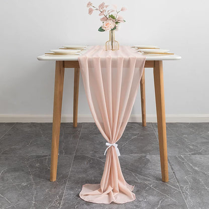 2 Pack Chiffon Table Runner 120 inches,Romantic Wedding Runner Tablecloth Décor for Bridal Shower Bachelorette Party,Chiffon Sashes,Chair Sash Wedding Birthday Decoration (Peach)