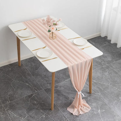 2 Pack Chiffon Table Runner 120 inches,Romantic Wedding Runner Tablecloth Décor for Bridal Shower Bachelorette Party,Chiffon Sashes,Chair Sash Wedding Birthday Decoration (Peach)