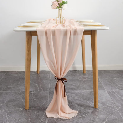 2 Pack Chiffon Table Runner 120 inches,Romantic Wedding Runner Tablecloth Décor for Bridal Shower Bachelorette Party,Chiffon Sashes,Chair Sash Wedding Birthday Decoration (Peach)