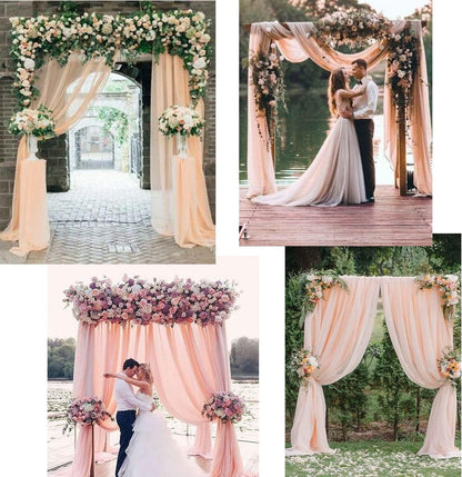 2 Pack Chiffon Table Runner 120 inches,Romantic Wedding Runner Tablecloth Décor for Bridal Shower Bachelorette Party,Chiffon Sashes,Chair Sash Wedding Birthday Decoration (Peach)