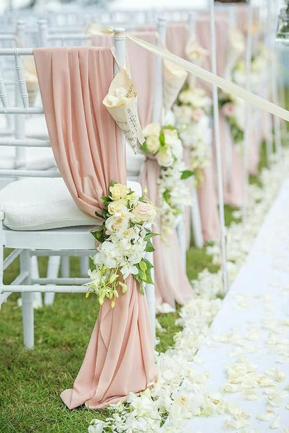 2 Pack Chiffon Table Runner 120 inches,Romantic Wedding Runner Tablecloth Décor for Bridal Shower Bachelorette Party,Chiffon Sashes,Chair Sash Wedding Birthday Decoration (Peach)