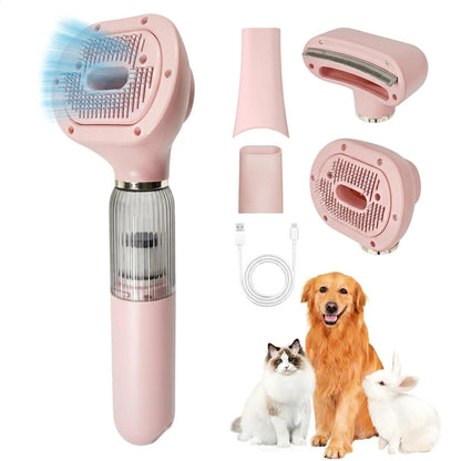 Vacuum Grooming Brush,4-In-1 Kit for Shedding,Deshedding Tool for Dog