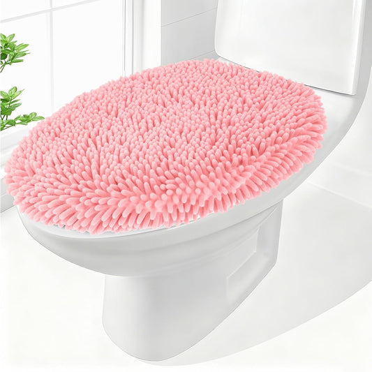 Chenille Elongated Toilet Seat Cover 19.5"x 15" Machine Washable